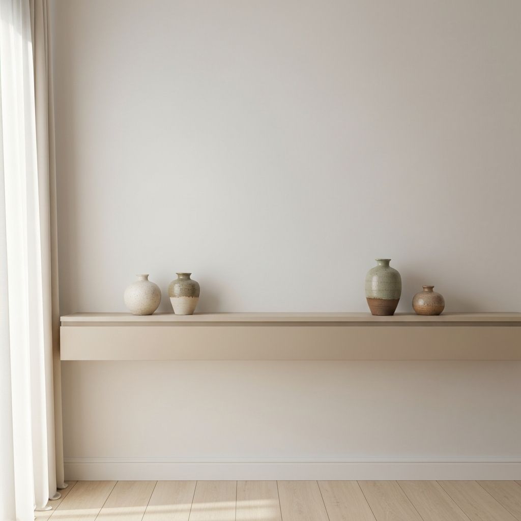 Decoration ceramique sur etagere minimaliste